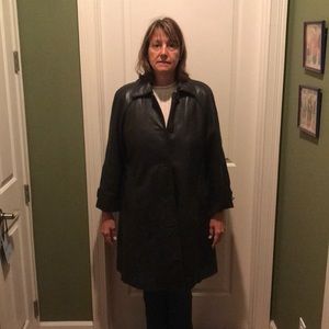 Danier brand from Canada black leather duster coat size xs